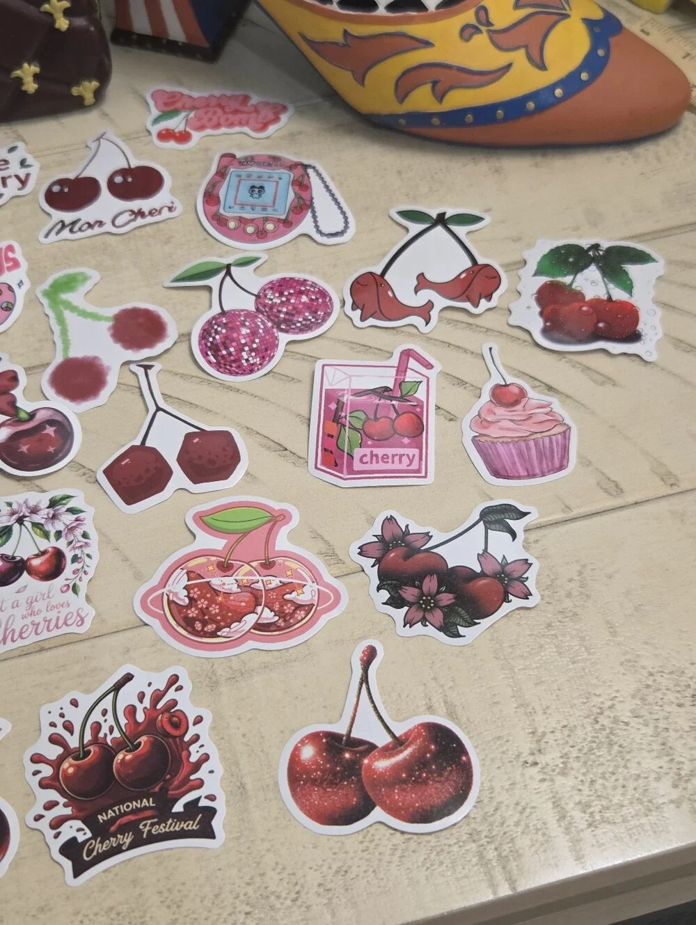 Lot of 30 Cherry Aesthetic Vinyl Stickers Pack - Coquette Y2K Variety, NEW